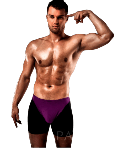 PASSION - BOXER 009 LILAC/BLACK EROTIC LINGERIE S/M