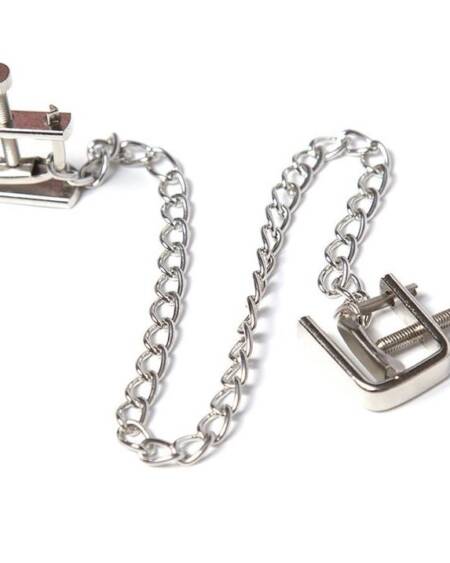 OHMAMA FETISH - METAL SCREW CLAMPS WITH CHAIN