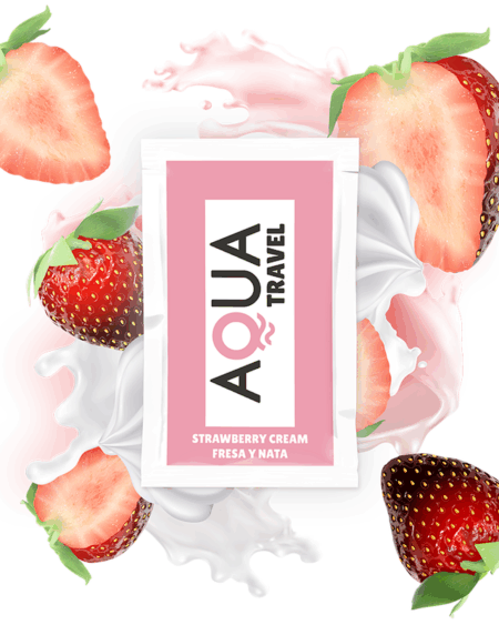 AQUA TRAVEL - STRAWBERRY CREAM FLAVOUR WATERBASED LUBRICANT 6 ML