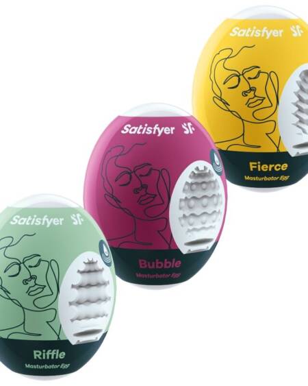 SATISFYER - 3 MASTURBATOR EGGS RIFFLE, BUBBLE  FIERCE