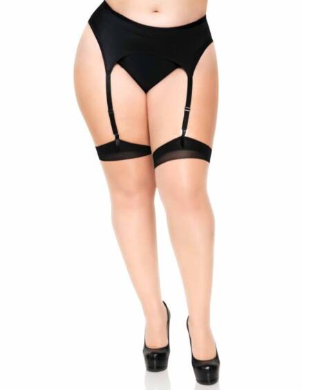 LEG AVENUE - PLUS LYCRA SHEER 2 TONE THIGH HIGH WITH BACKSEAM AND CUBAN HEEL