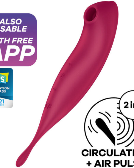 SATISFYER - TWIRLING PRO+ AIR PULSE STIMULATOR  VIBRATOR APP RED