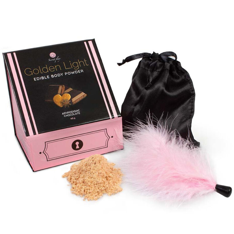 SECRETPLAY - GOLDEN LIGHT KIT APHRODISIAC CHOCOLATE EDIBLE POWDER  FEATHER