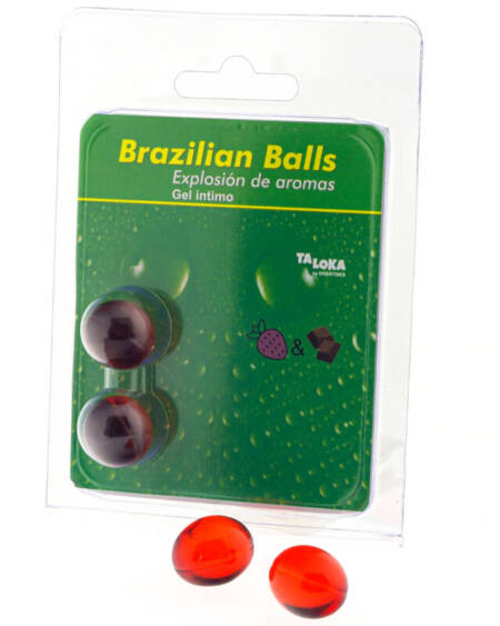TALOKA - 2 BRAZILIAN BALLS STRAWBERRY  CHOCOLATE INTIMATE GEL