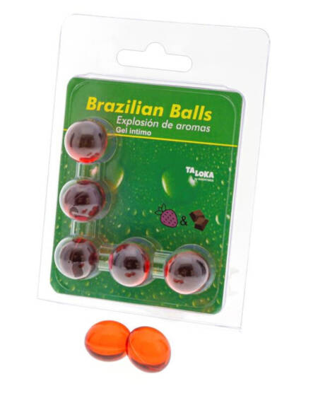 TALOKA - 5 BRAZILIAN BALLS STRAWBERRY  CHOCOLATE INTIMATE GEL