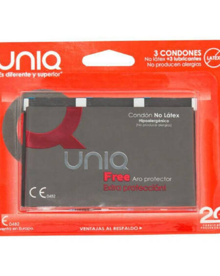 UNIQ - FREE LATEX FREE CONDOMS WITH PROTECTIVE RING 3 UNITS