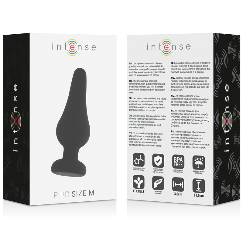 INTENSE - ANAL PLUG PIPO M BLACK SILICONE 11 CM - Image 4