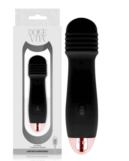DOLCE VITA - RECHARGEABLE VIBRATOR THREE BLACK 7 SPEED