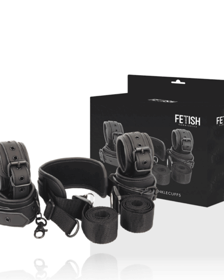 FETISH SUBMISSIVE - MASTER POSITION WITH 4 NOPRENE-LINED HANDCUFFS