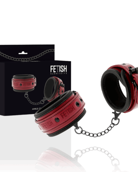 FETISH SUBMISSIVE DARK ROOM - VEGAN LEATHER ANKLE HANDCUFFS WITH NEOPRENE LINING