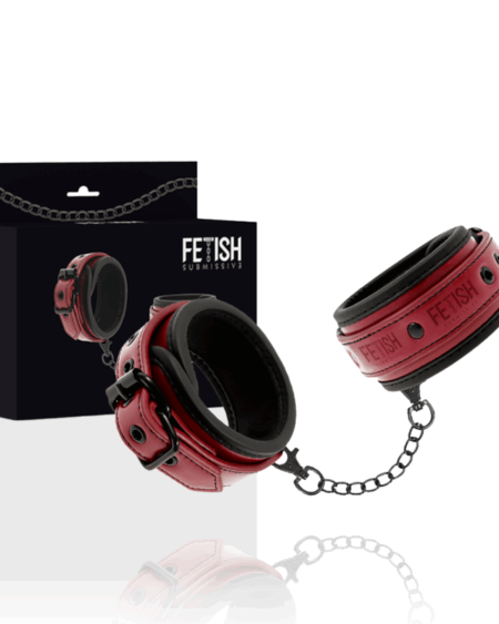 FETISH SUBMISSIVE DARK ROOM - VEGAN LEATHER HANDCUFFS WITH NEOPRENE LINING
