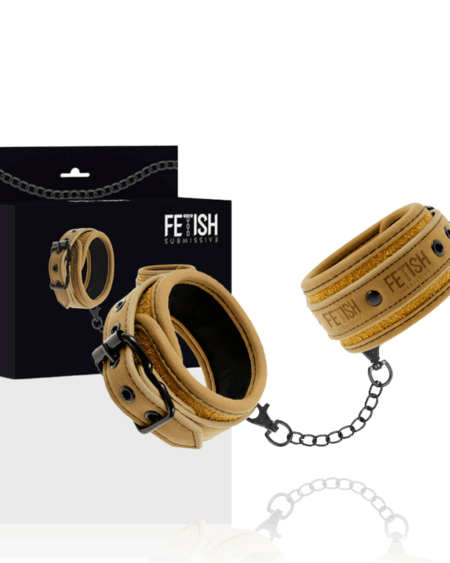 FETISH SUBMISSIVE ORIGEN - VEGAN LEATHER HANDCUFFS WITH NEOPRENE LINING