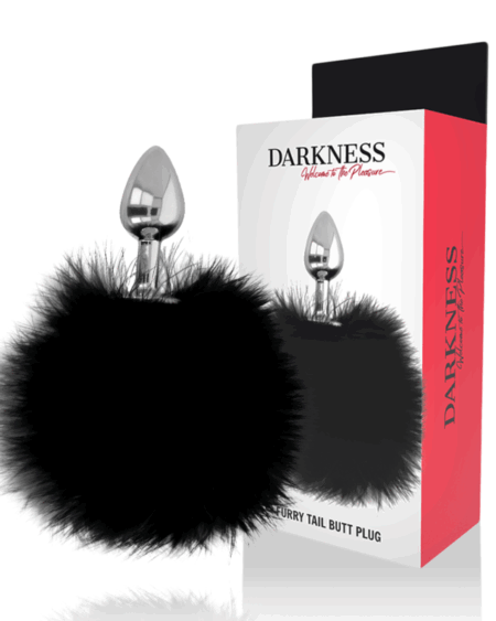 DARKNESS - EXTRA ANAL BUTTPLUG WITH TAIL BLACK 7 CM