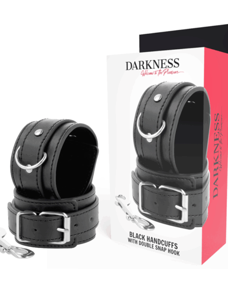 DARKNESS - BLACK ADJUSTABLE HANDCUFFS WITH DOUBLE REINFORCEMENT TAPE
