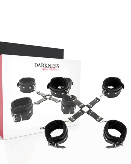 DARKNESS - LEATHER HANDCUFFS FOR FOOT AND HANDS BLACK