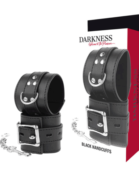 DARKNESS - BLACK LEATHER HANDCUFFS