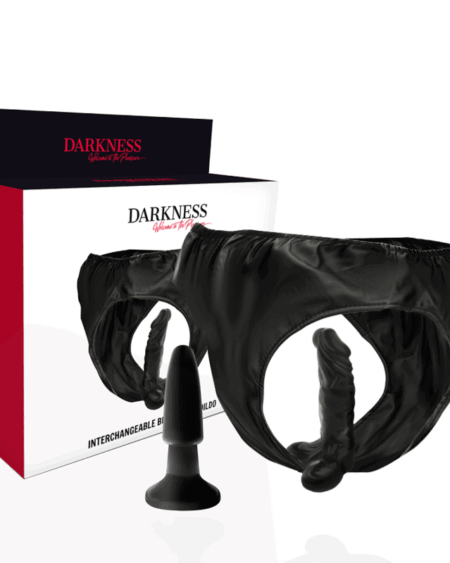 DARKNESS - PANTIES WITH PLUG AND INTERCHANGEABLE DILDO