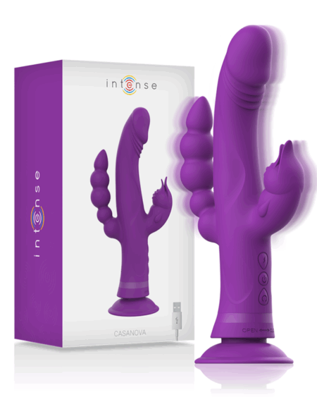 INTENSE - CASANOVA RABBIT SILICONE VIBRATOR TRIPLE MOTOR PURPLE