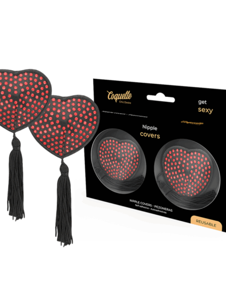 COQUETTE CHIC DESIRE - NIPPLE COVERS HEART BLACK / RED