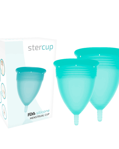 STERCUP - FDA SILICONE MENSTRUAL CUP PACK SIZE S + L AQUAMARINE