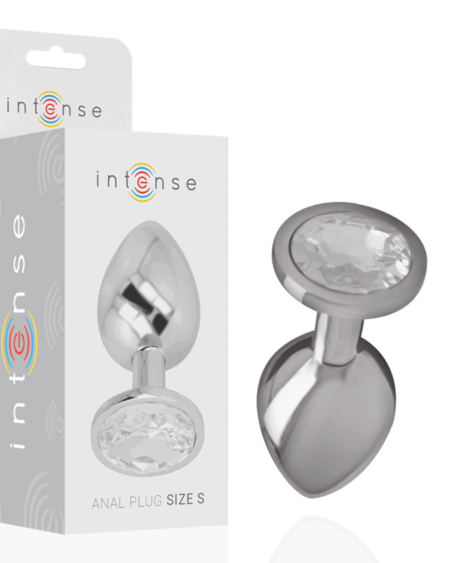 INTENSE - ALUMINUM METAL ANAL PLUG WITH SILVER CRYSTAL SIZE S