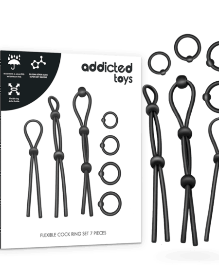 ADDICTED TOYS - FLEXIBLE SILICONE COCK RING SET 7 PIECES