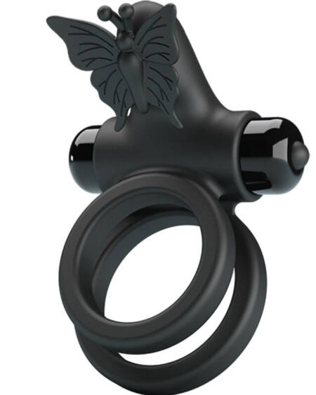 PRETTY LOVE - DOUBLE VIBRATING RING WITH BLACK STIMULATOR