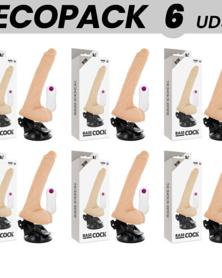 ECOPACK 6 UNITS - BASECOCK REALISTIC VIBRATOR REMOTE CONTROL FLESH 19 CM -O- 4 CM