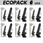 ECOPACK 6 UNITS - BASECOCK REALISTIC VIBRATOR REMOTE CONTROL BLACK WITH TESTICLES 19.5 CM -O- 4 CM