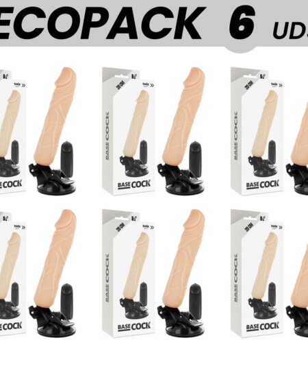 ECOPACK 6 UNITS - BASECOCK REALISTIC VIBRATOR REMOTE CONTROL FLESH 20 CM -O- 4 CM