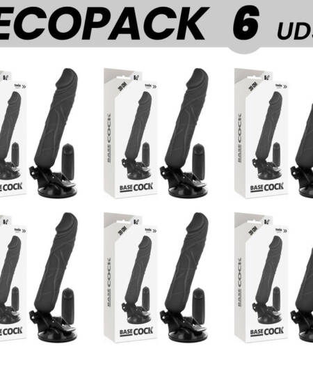 ECOPACK 6 UNITS - BASECOCK REALISTIC VIBRATOR REMOTE CONTROL BLACK 20 CM -O- 4 CM