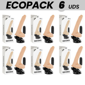 ECOPACK 6 UNITS - BASECOCK REALISTIC NATURAL REMOTE CONTROL VIBRATOR WITH TESTICLES 20 CM -O- 4 CM
