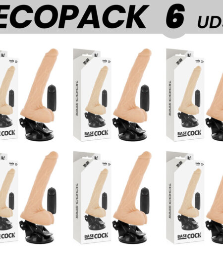 ECOPACK 6 UNITS - BASECOCK REALISTIC NATURAL REMOTE CONTROL VIBRATOR WITH TESTICLES 20 CM -O- 4 CM