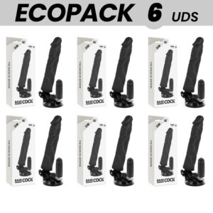 ECOPACK 6 UNITS - BASECOCK REALISTIC VIBRATOR REMOTE CONTROL BLACK 21 CM -O- 4 CM