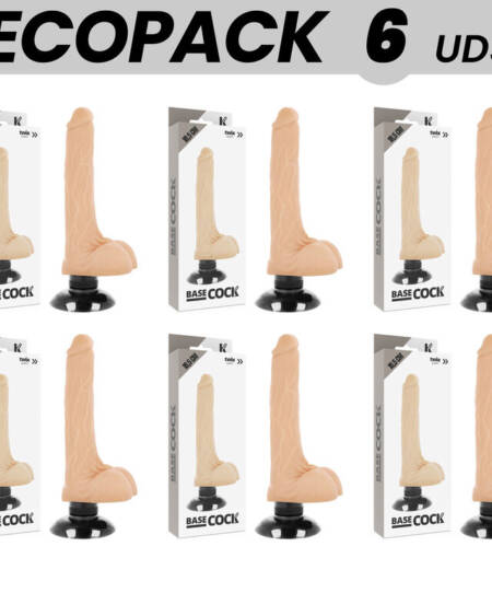 ECOPACK 6 UNITS - BASECOCK REALISTIC VIBRATOR 2-1 FLESH 18.5 CM -O- 4 CM