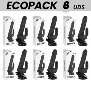 ECOPACK 6 UNITS - BASECOCK REALISTIC VIBRATOR REMOTE CONTROL BLACK 18.5 CM -O- 4CM