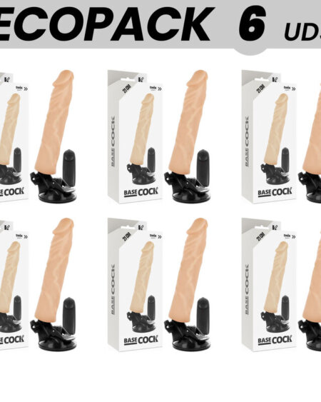 ECOPACK 6 UNITS - BASECOCK REALISTIC VIBRATOR REMOTE CONTROL FLESH 21 CM -O- 4 CM