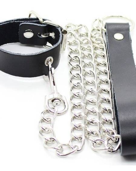 OHMAMA FETISH - PENIS NECKLACE AND LEATHER STRAP WITH METAL CHAIN
