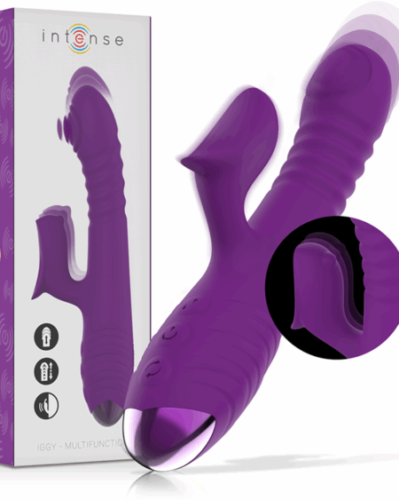 INTENSE - IGGY MULTIFUNCTION RECHARGEABLE VIBRATOR UP  DOWN WITH CLITORAL STIMULATOR PURPLE