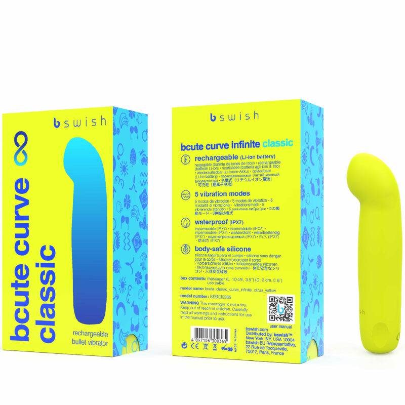 B SWISH - BCUTE CURVE INFINITE CLASSIC RECHARGEABLE SILICONE VIBRATOR YELLOW - Image 3