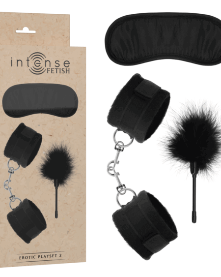 INTENSE - FETISH EROTIC PLAYSET 2 WITH HANDCUFFS, BLIND MASK AND TICKLER