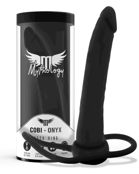 MYTHOLOGY - COBI ONYX ANAL DILDO WITH COCK AND TESTICLE RING 13 SILICONE CM