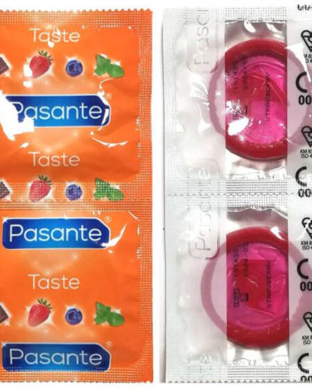 PASANTE - CONDOMS FLAVOR STRAWBERRY BAG 144 UNITS