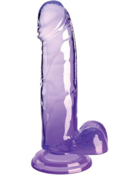 KING COCK - CLEAR REALISTIC PENIS WITH BALLS 15.2 CM PURPLE