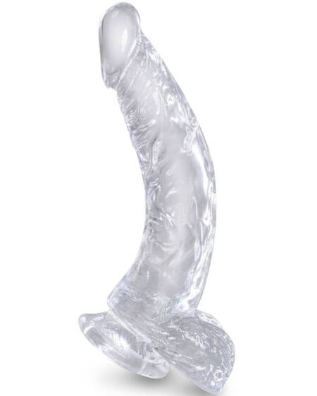 KING COCK - CLEAR REALISTIC CURVED PENIS WITH BALLS 16.5 CM TRANSPARENT