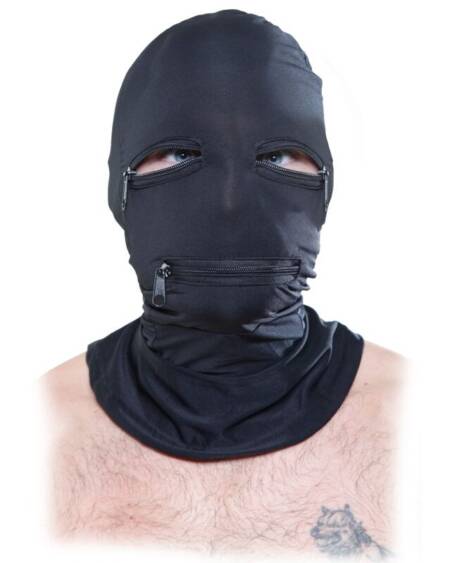 FETISH FANTASY SERIES - HOOD WITH ZIPPERS BLACK