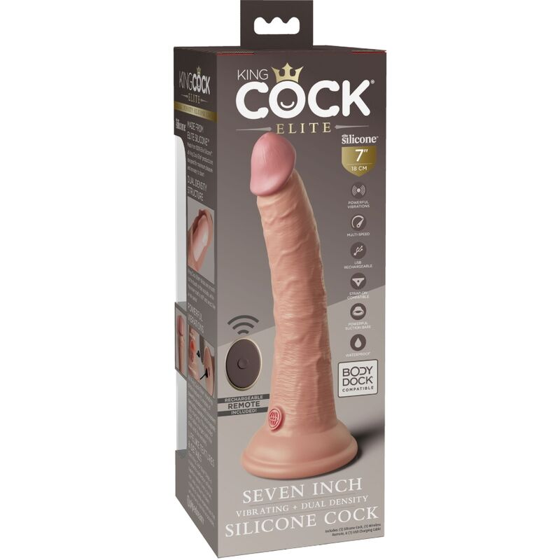 KING COCK - ELITE REALISTIC DILDO VIBRATOR SILICONE REMOTE CONTROL 17.8 CM - Image 5