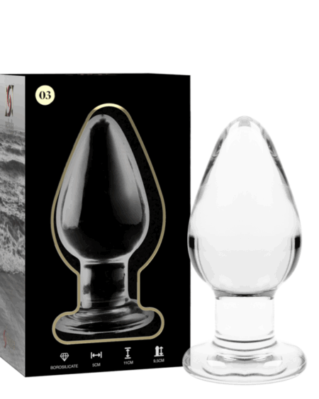 NEBULA SERIES BY IBIZA - MODEL 3 ANAL PLUG BOROSILICATE GLASS TRANSPARENT 11 CM -O- 5 CM