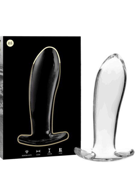 NEBULA SERIES BY IBIZA - MODEL 5 ANAL PLUG BOROSILICATE GLASS CLEAR 12.5 CM -O- 3.5 CM
