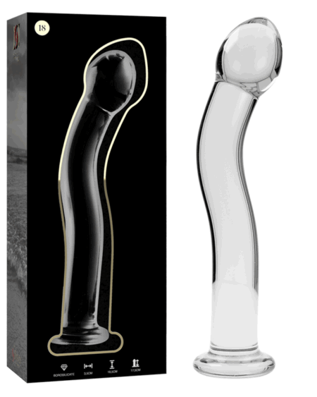 NEBULA SERIES BY IBIZA - MODEL 18 DILDO BOROSILICATE GLASS CLEAR 18.5 CM -O- 3.5 CM